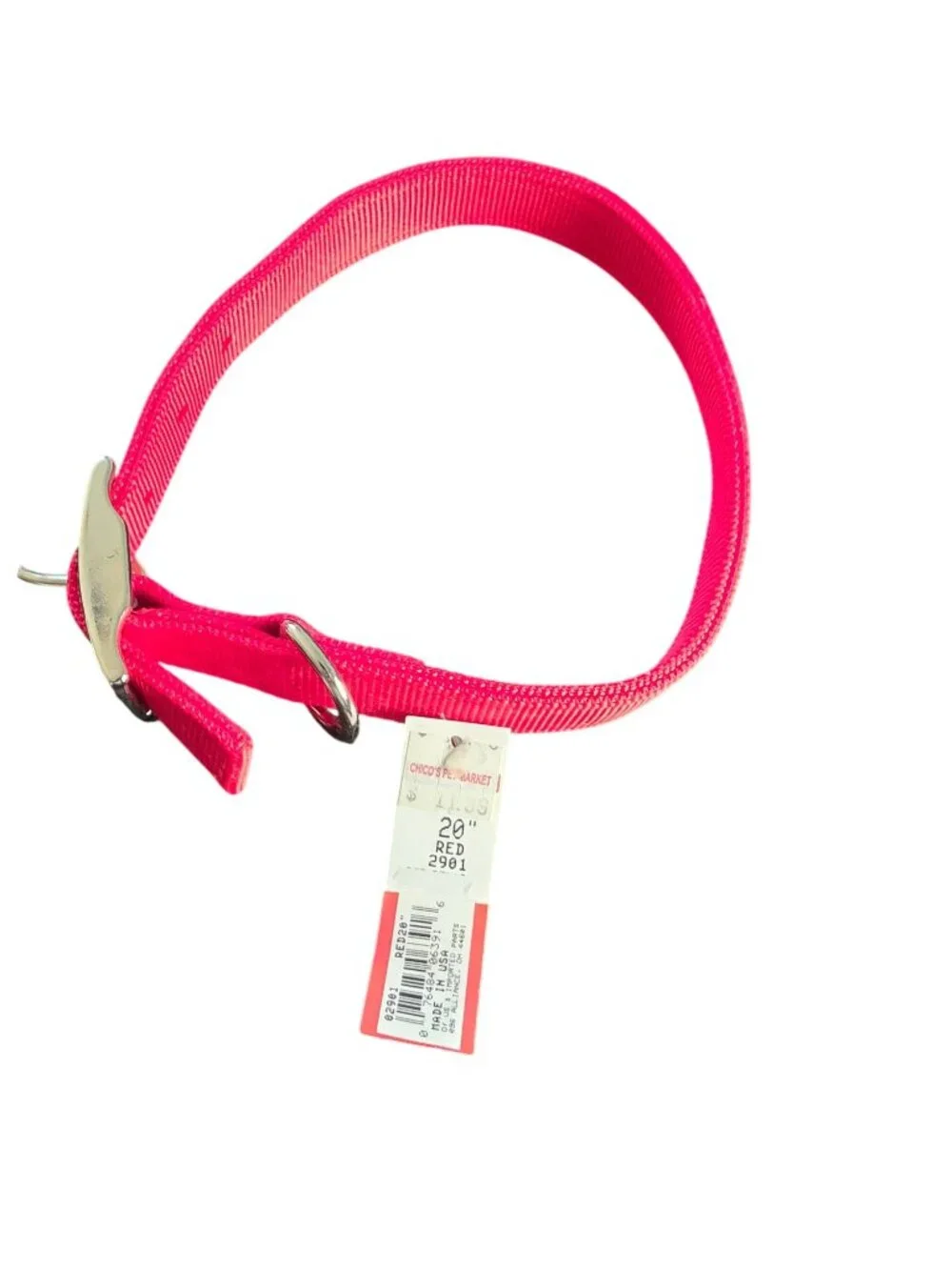 Coastal Red Nylon Dog Collar With Metal Buckle & D-Ring 20